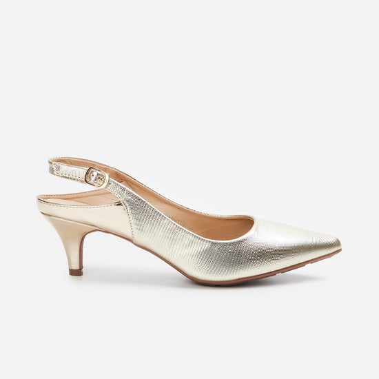 CODE Women Textuted Slingback Kitten Heels