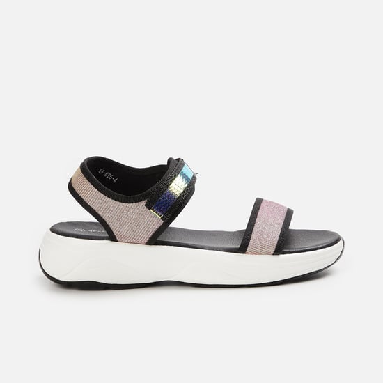 FAME FOREVER Girls Glittered Velcro-Strap Sandals