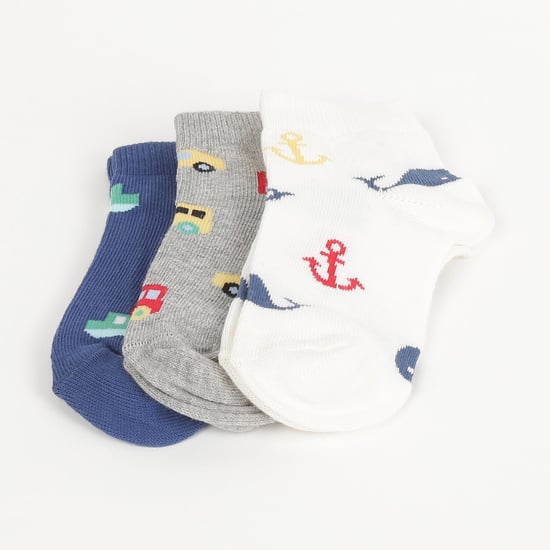 FAME FOREVER Boys Patterned Ankle-Length Socks - Set of 3