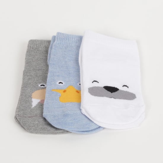 FAME FOREVER Boys Patterned Ankle-Length Socks - Pair of 3