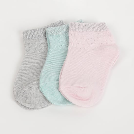 FAME FOREVER Girls Patterned Ankle-Length Socks - Pair of 3