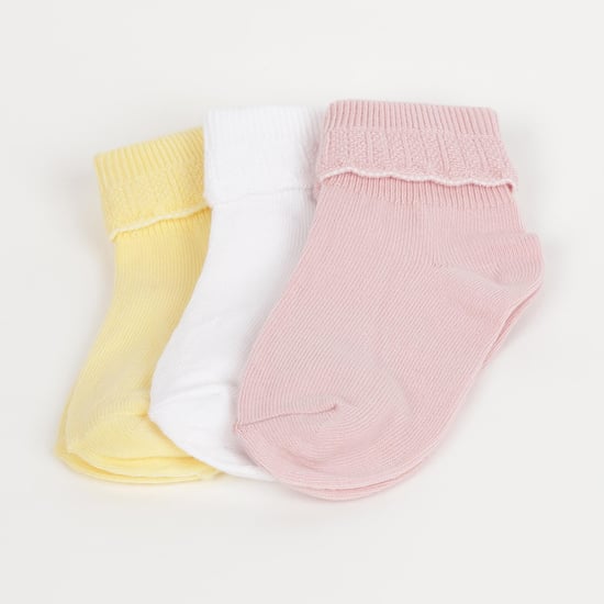 FAME FOREVER Girls Solid Ankle-Length Socks - Pair of 3