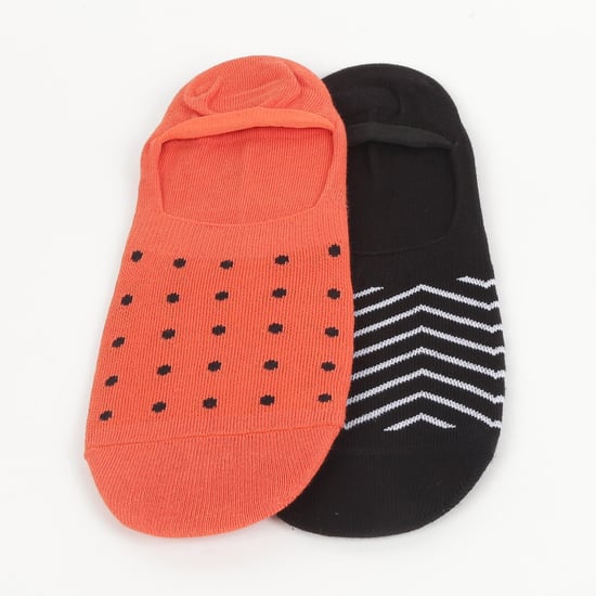 CODE Patterned No-Show Socks - Pair of 2