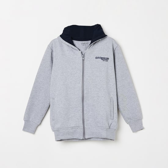 GINY & JONY Boys Printed Zip-Closure Hooded Sweatshirt