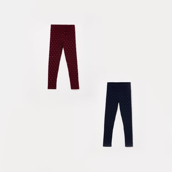 FAME FOREVER KIDS Girls Printed Leggings- Set of 2