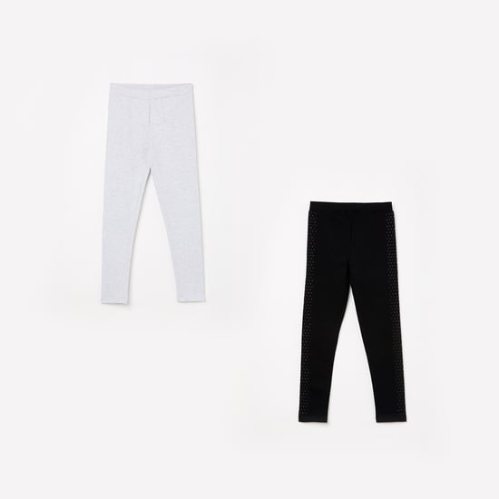 FAME FOREVER YOUNG Girls Solid Leggings - Pack of 2