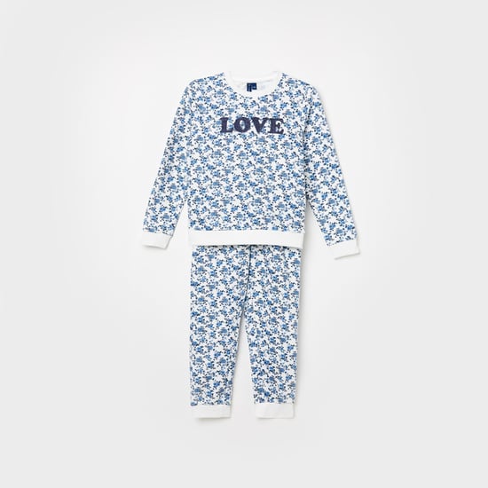 FAME FOREVER KIDS Girls Printed T-shirt and Solid Track Pants