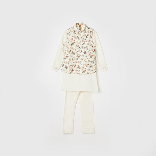MANYAVAR Boys Kurta with Churidar and Jacket
