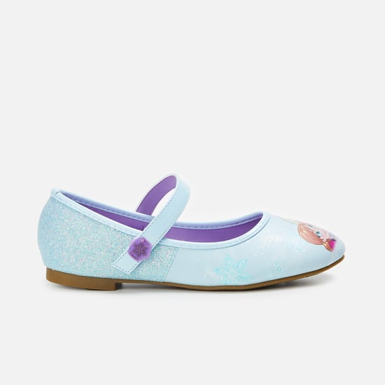FAME FOREVER Girls Printed Velcro Strap Ballerina Flats
