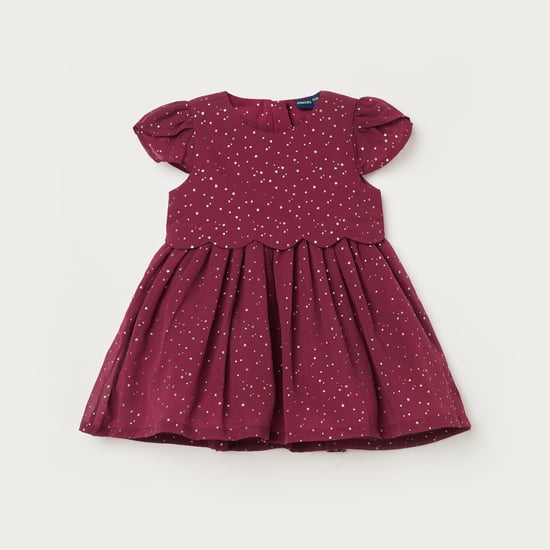 JUNIORS Girls Printed Fit and Flare Dress Purple