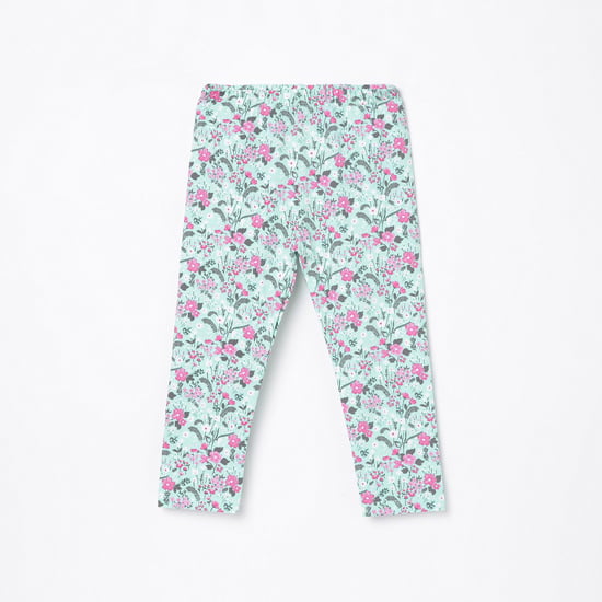JUNIORS Girls Floral Print Elasticated Leggings