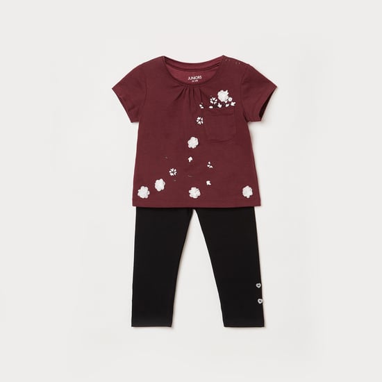 JUNIORS Girls Applique Top with Leggings