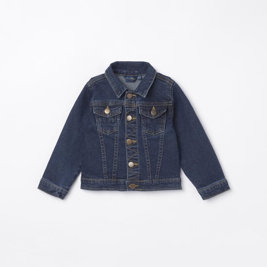 JUNIORS Boys Printed Full Sleeves Denim Jacket
