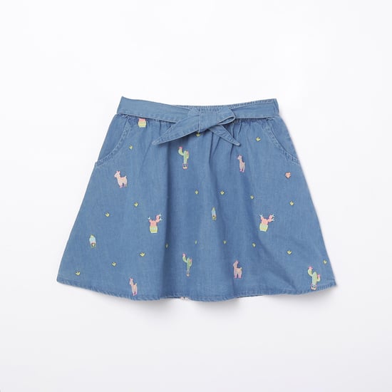 BOSSINI Girls Embroidered Elasticated A-line Skirt