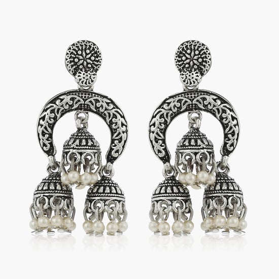 ESTELE Crescent-Shaped Beaded Jhumkas