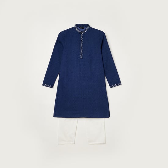 MELANGE Printed Band Collar Kurta with Pyjamas