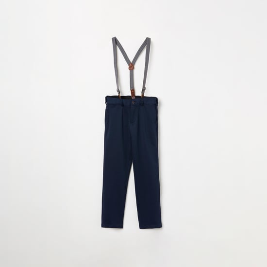 FAME FOREVER KIDS Boys Solid Slim Fit Trousers with Straps