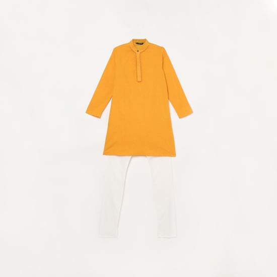MELANGE Boys Textured Kurta with Elasticated Pyjamas