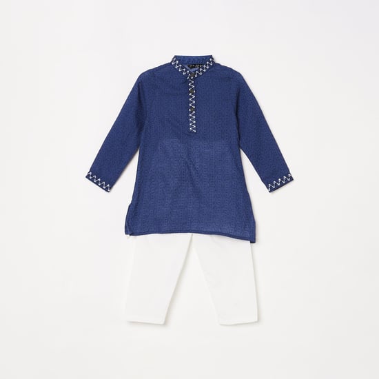 MELANGE Boys Textured Kurta with Elasticated Pyjamas