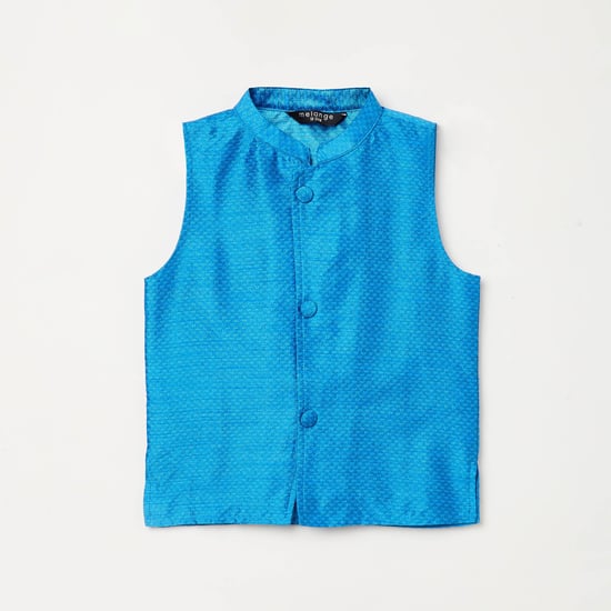 MELANGE Boys Textured Sleeveless Waistcoat