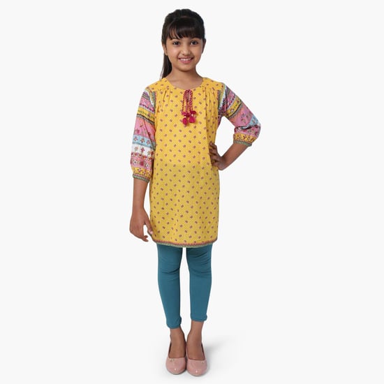 BIBA Girls Printed Kurta with Solid Leggings