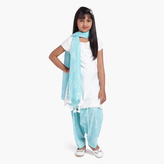 BIBA Girls Printed Kurta with Salwar and Dupatta