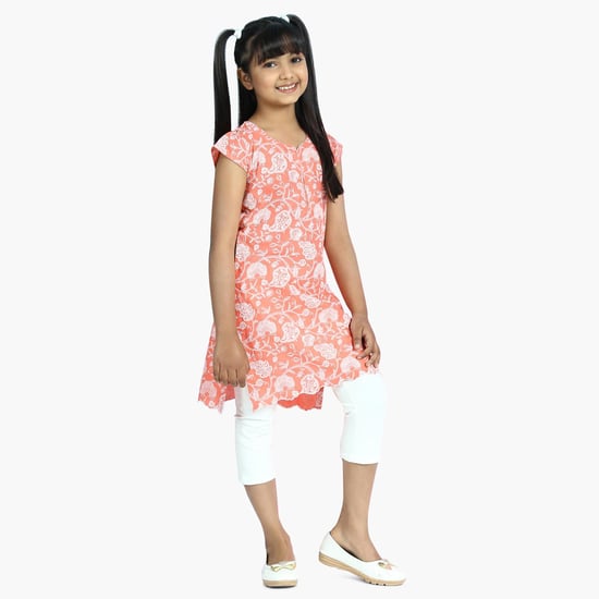 BIBA Girls Printed Round Neck Kurta
