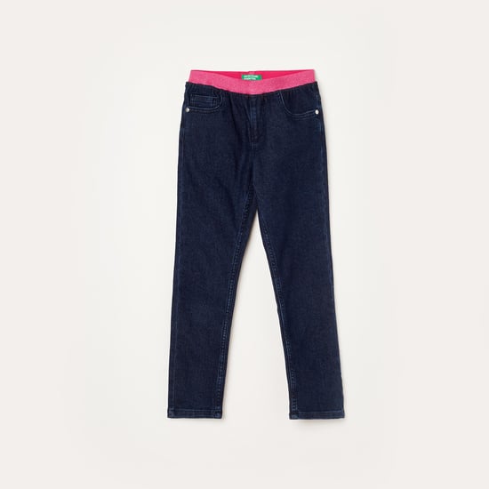 UNITED COLORS OF BENETTON Girls Dark Washed Regular Fit Jeans