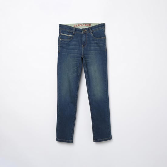 U.S. POLO KIDS Boys Light Washed Slim Fit Jeans