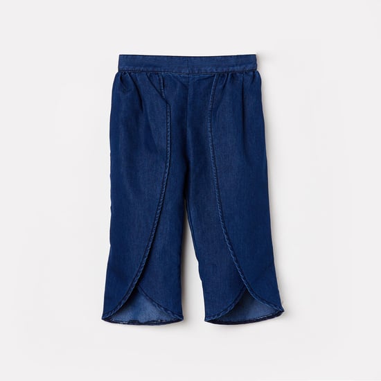 FS MINI KLUB Girls Solid Denim Pants with Layered Hem