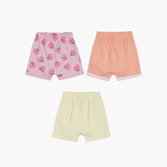 FS MINI KLUB Girls Printed Elasticated Shorts - Pack of 3