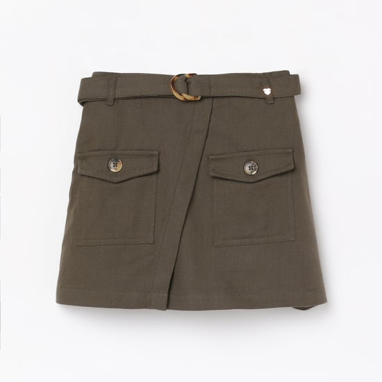 BOSSINI Girls Textured Woven A-Line Skirt