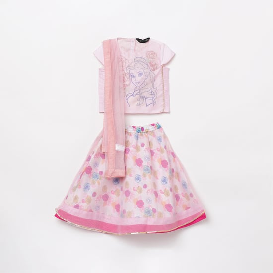 MELANGE Girls Printed Lehenga Set with Dupatta
