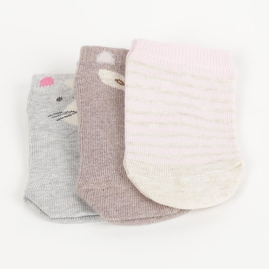 FAME FOREVER Girls Patterned Ankle-Length Socks - Set of 3