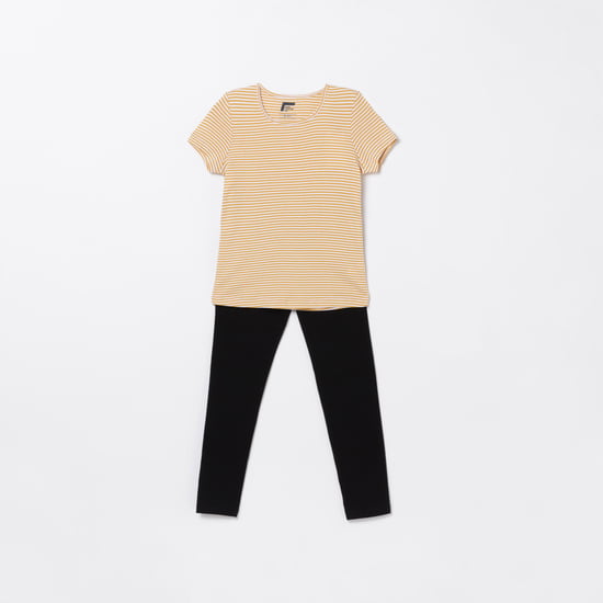 FAME FOREVER YOUNG Girls Striped T-shirt with Elasticated Leggings