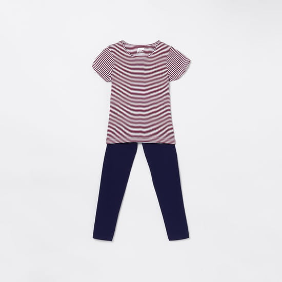 FAME FOREVER YOUNG Girls Striped T-shirt with Elasticated Leggings
