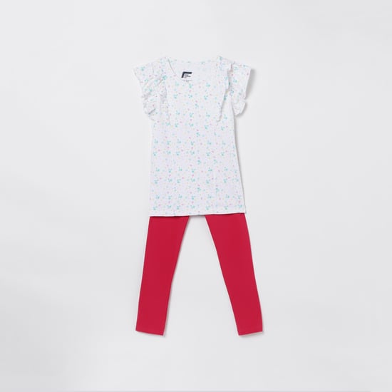 FAME FOREVER KIDS Girls Printed Top with Elasticated Leggings