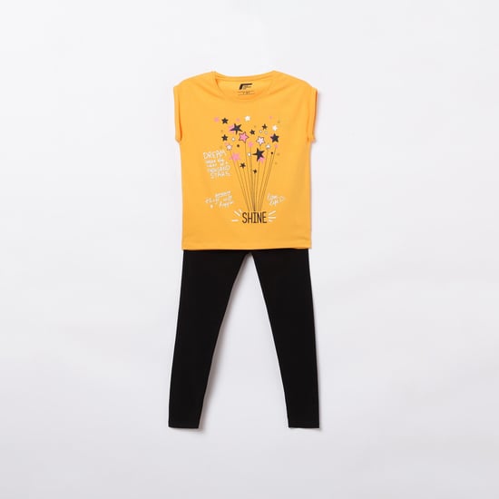 FAME FOREVER KIDS Girls Printed T-shirt with Elasticated Leggings