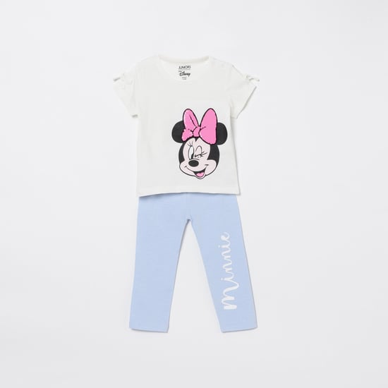 JUNIORS Girls Minnie Mouse Printed T-shirt with Elasticated Leggings
