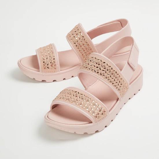 SKECHERS Women Embellished Velcro Strap Sandals Pink