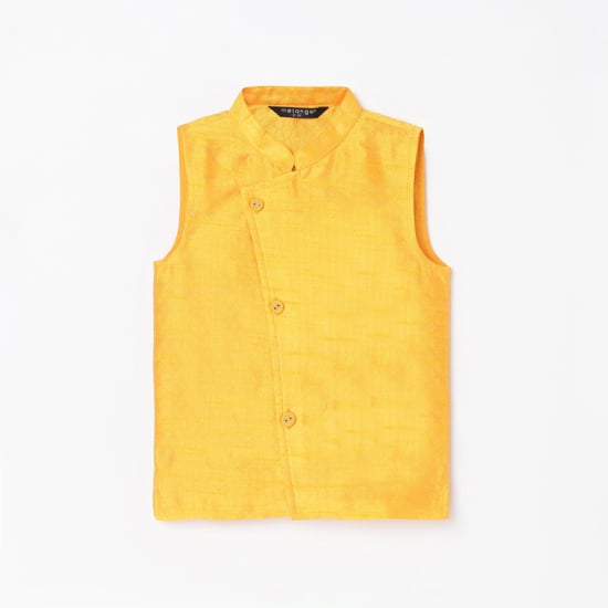 MELANGE Boys Textured Sleeveless Ethnic Waistcoat