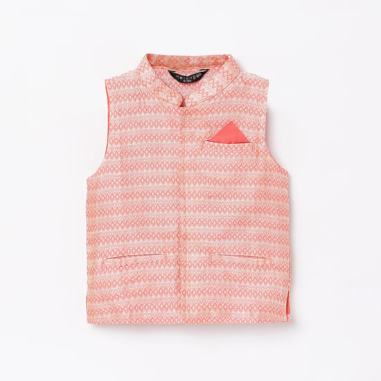MELANGE Boys Printed Sleeveless Ethnic Waistcoat