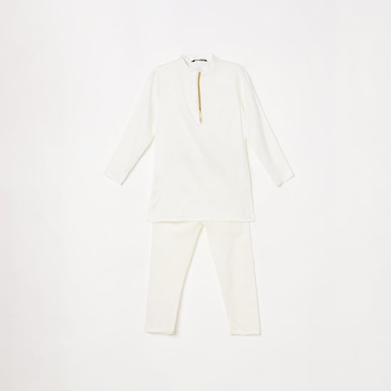 MELANGE Boys Textured Kurta with Elasticated Pyjamas