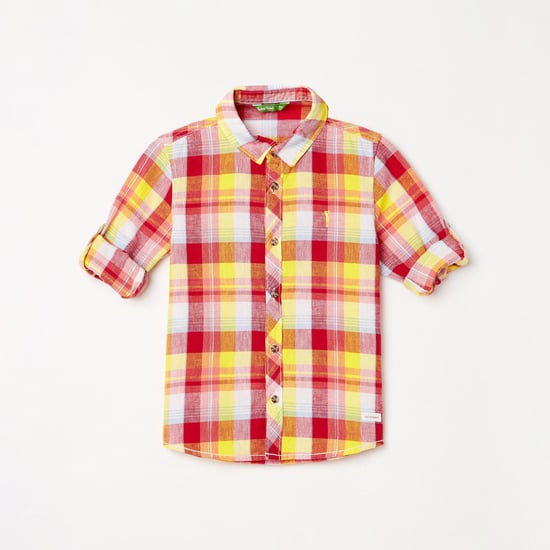 BOSSINI Boys Checked Full Sleeves Casual Shirt