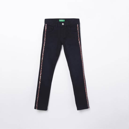 UNITED COLORS OF BENETTON Girls Sequinned Regular Fit Jeans