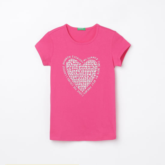UNITED COLORS OF BENETTON Girls Printed Round Neck T-shirt