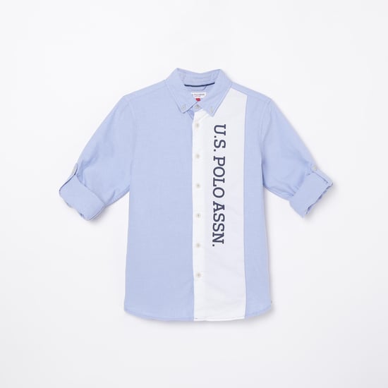U.S. POLO ASSN. KIDS Boys Typographic Print Regular Fit Shirt