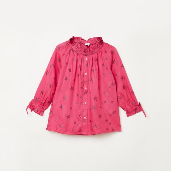 U.S. POLO ASSN. KIDS Girls Printed Round Neck Top