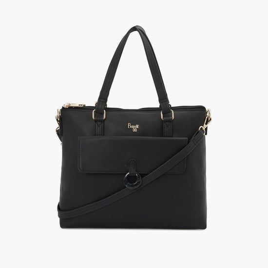 BAGGIT Women Solid Zip-Closure Handheld Bag Black