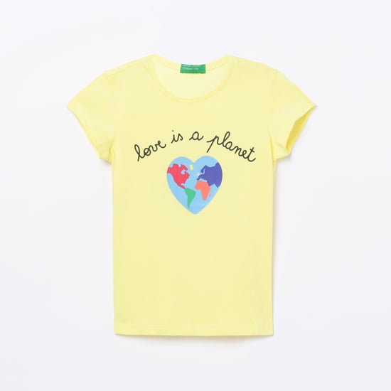 UNITED COLORS OF BENETTON Girls Printed Round Neck T-shirt